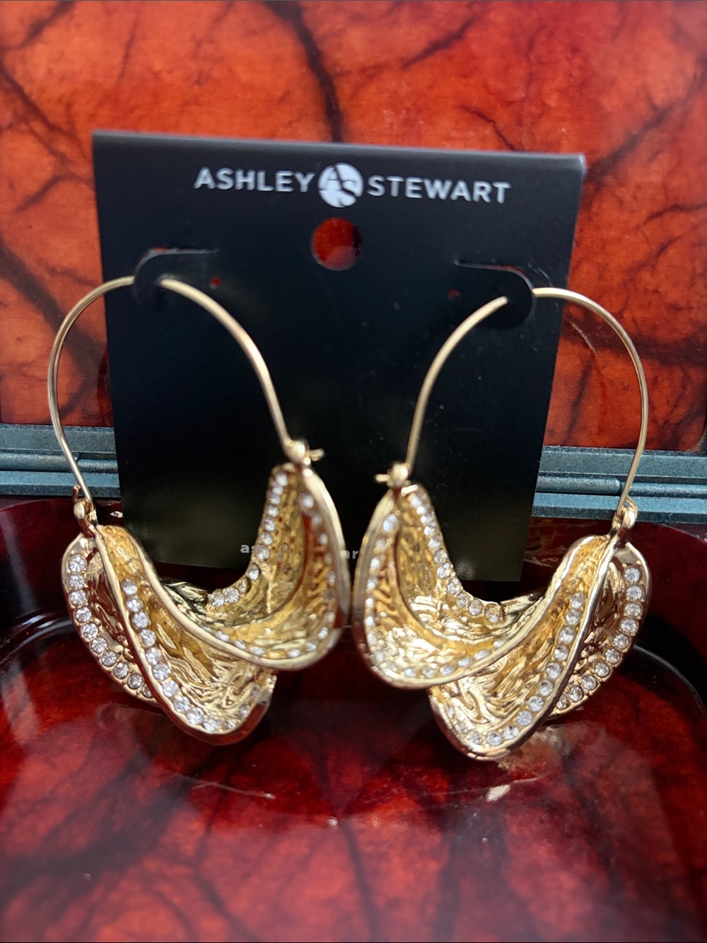 Shimmering Twisted Gold-Tone Layered Petal-Like Shaped Earrings